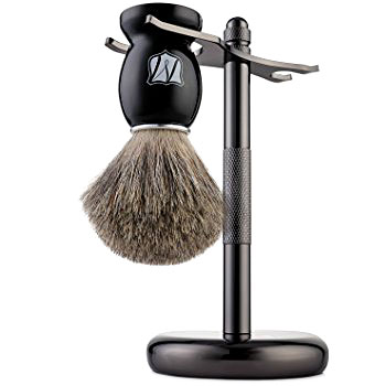Miusco - Badger Hair Shaving Brush and Stand - Black