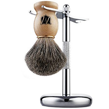 Miusco - Badger Hair Shaving Brush and Stand - Wood
